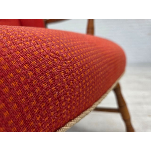 Scandinavian Armchair in Red Wool and Beech, 1960s For Sale - Image 18 of 18