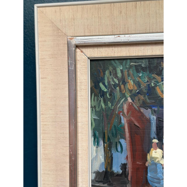 Axel Hamborn, Villagers in Courtyard, 1950s, Oil Painting on Panel, Framed For Sale - Image 10 of 18