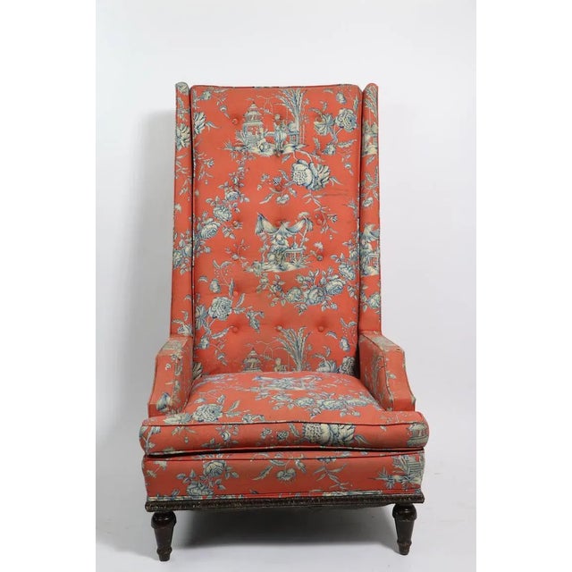 Exaggerated High Back Wing Chair For Sale In New York - Image 6 of 13