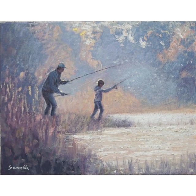 Original Oil Painting of Fishing For Sale