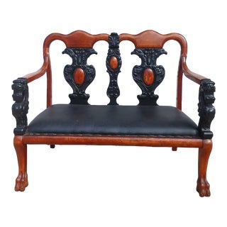 Late 18th Century R. J. Horner, Hand-Carved Griffin, Mahogany Double Seated Settee For Sale