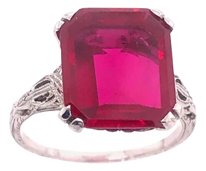 14 Karat White Gold Contemporary Ruby Style Ring