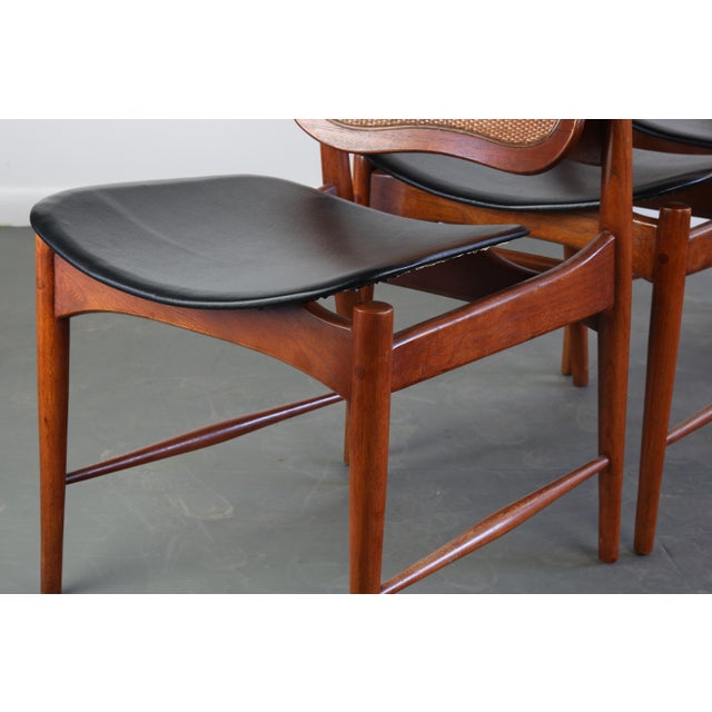 Sibast Furniture Arne Vodder Sculptural Chairs with a Cane Back and Brass Detailing Denmark - Set of 4 For Sale - Image 4 of 13