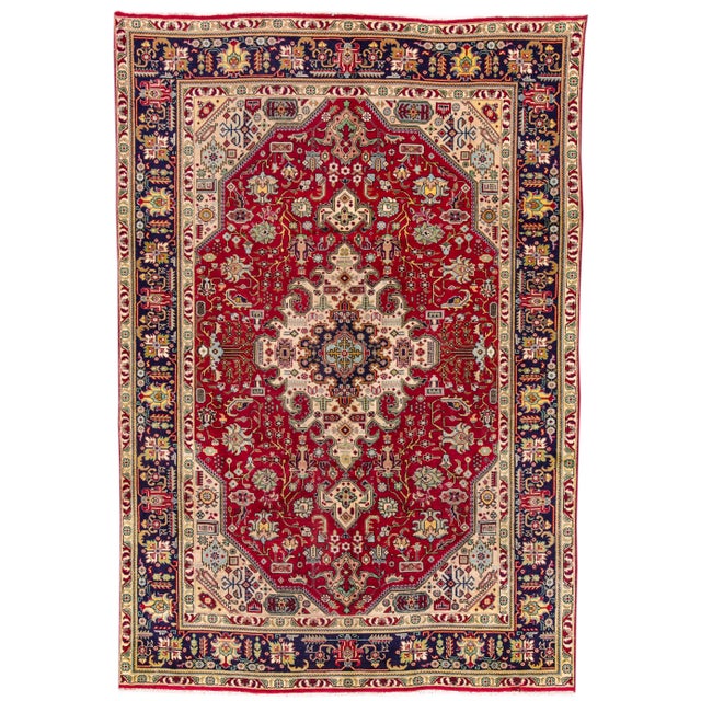 Mid 20th Century Mid-Century Vintage Persian Tabriz Handmade Wool Rug For Sale In New York - Image 6 of 6