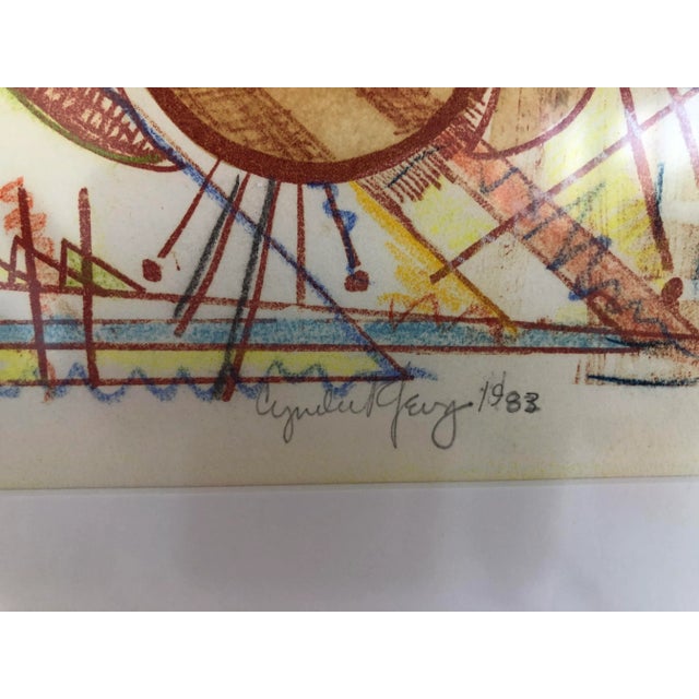 1980s 1982 Cyndee Levy-Angulo "Monotype" Mixed Media Work on Paper For Sale - Image 5 of 11