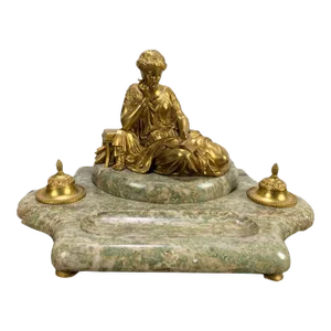 Antique French Gilt Bronze & Marble Inkwell