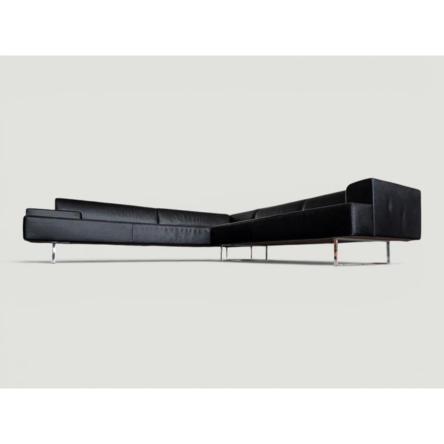 Quadra Black Leather Sectional Sofa by Poltrona Frau, 2005 For Sale - Image 9 of 18