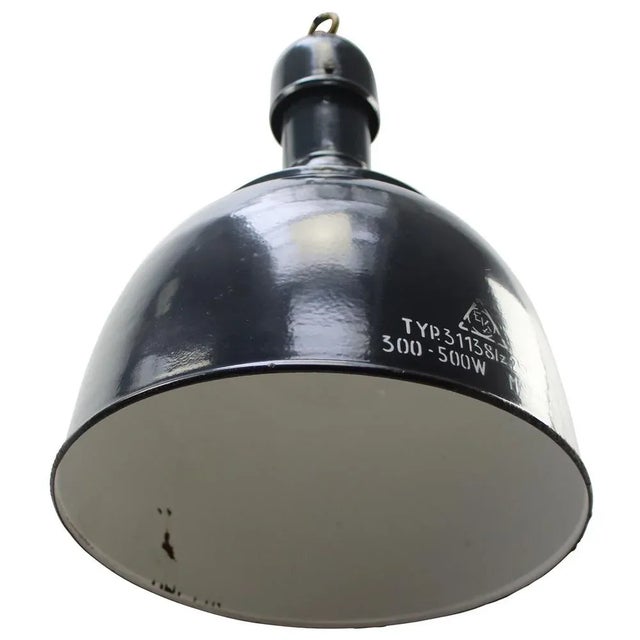 Industrial Vintage Industrial Blue Enamel Pendant Lamp, 1950s For Sale - Image 3 of 5