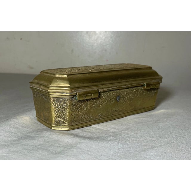 Antique 19th Century Ornate Relief Brass French Tobacco Snuff Box Jar For Sale - Image 4 of 8