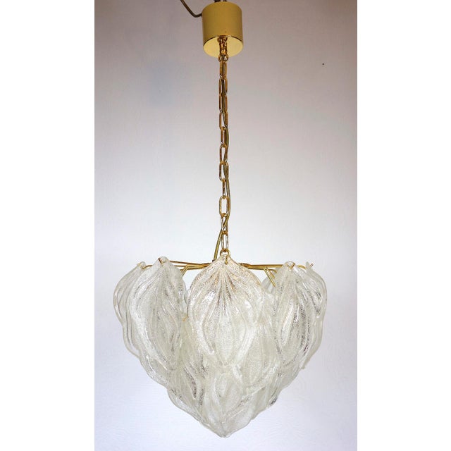 Italian Murano Ice Glass Leaf Arischoken Pendant Lamp from Novaresi, 1970s For Sale - Image 13 of 13