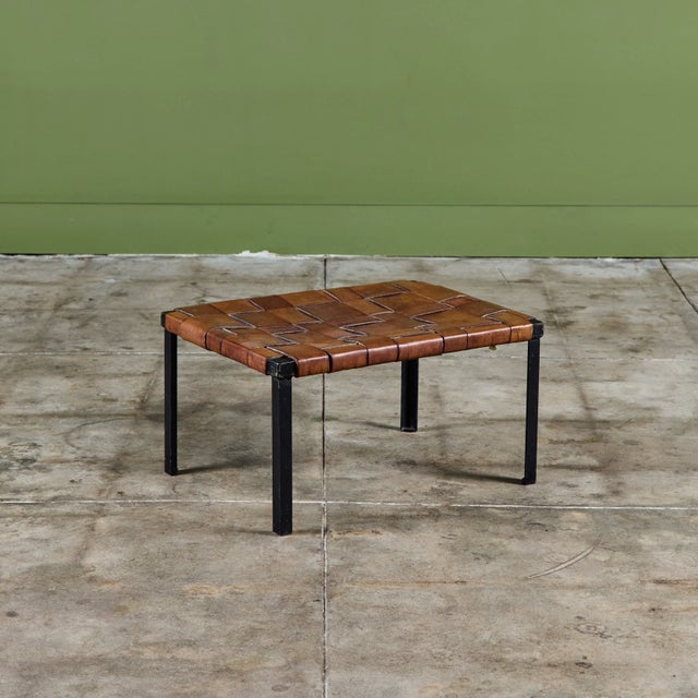 Brown Small Woven Leather Bench by Swift and Monell For Sale - Image 8 of 18