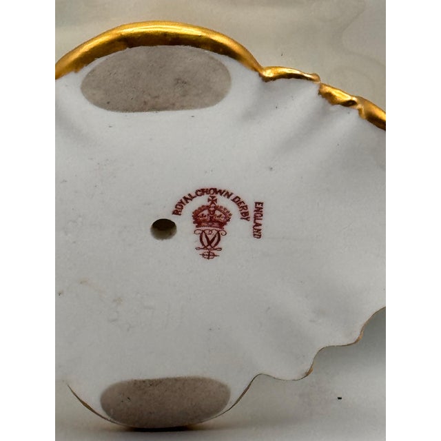 1950s Rare Royal Crown Derby Porcelain Basket Bows Flowers Gilded Edges Turquoise Exquisite Serving Piece For Sale - Image 9 of 9