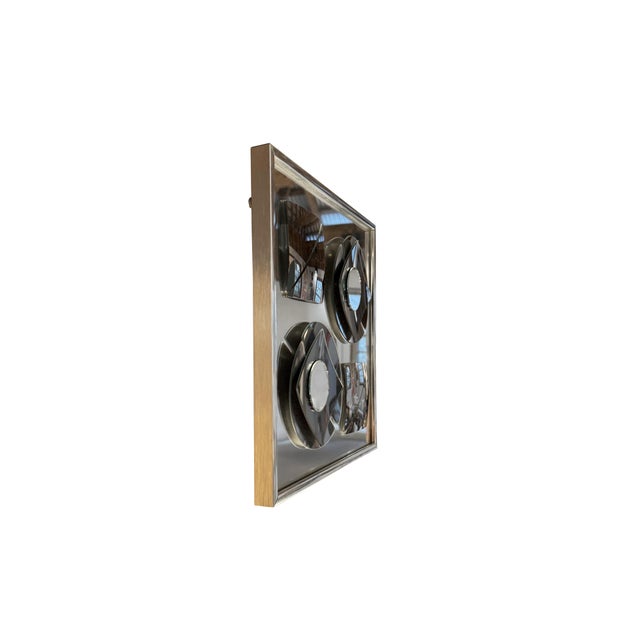 Mid-Century Modern 1970s Mid-Century Hal Bienenfeld Mirror Sculpture With Square and Circle Design For Sale - Image 3 of 6