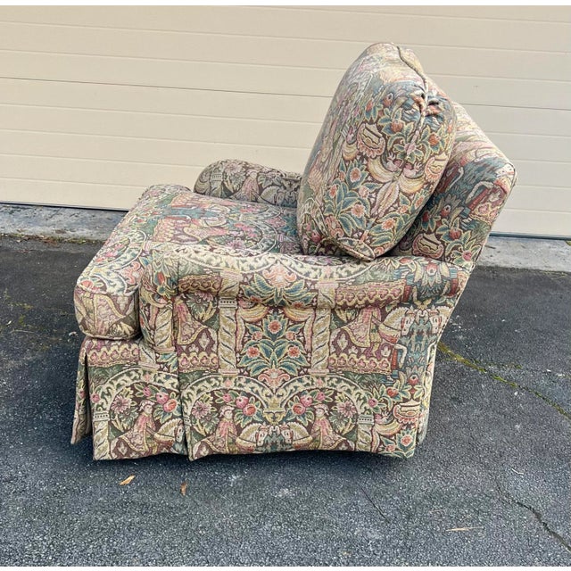 English George Smith Style Standard Arm Tapestry Chair For Sale - Image 3 of 9