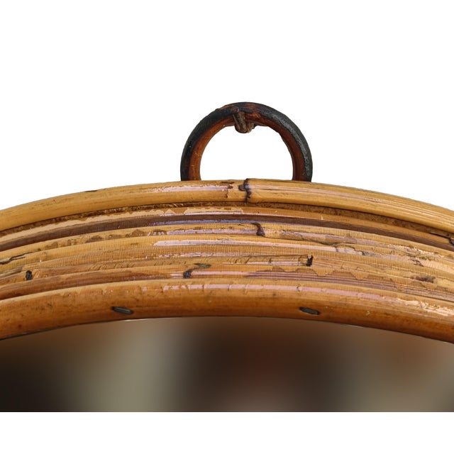 Mid-Century Modern Round Rattan Wall Mirror by Vivai del Sud, Italy 1960s For Sale - Image 3 of 8