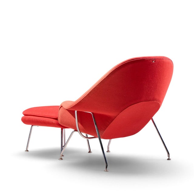 Red Eero Saarinen for Knoll Mid Century Medium Womb Chairs - Pair With Ottoman For Sale - Image 8 of 13
