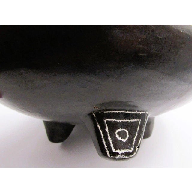 1910s Diaguita Black and White Etched Three Footed Ceramic Bowl From Northern Chile For Sale - Image 4 of 11