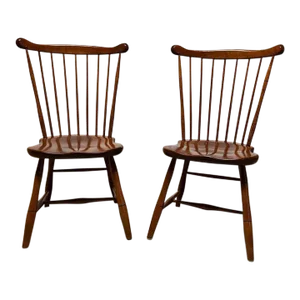 Mid 20th Century Pair of Vintage Stickley Solid Cherry Fan Back Windsor Side Chairs