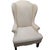English Pair of Vintage Colonial Revival Style Wingback Arm Chairs - Natural Linen For Sale - Image 3 of 7