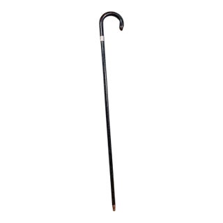 Vintage Gentleman's Walking Cane, English, Brass, Stick, Hallmarked Silver, 1935 For Sale