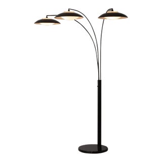 Saucer 3 Light Arc Floor Lamp - Matte Black For Sale