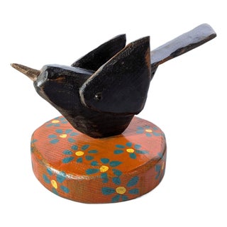 Modern Folk Art by Mikel Davison - Bird on a Flowered Base For Sale