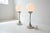 Pair of mid century meets Postmodern chrome and opaline glass lamps. These were created in the 1960s/1970s in Germany by...