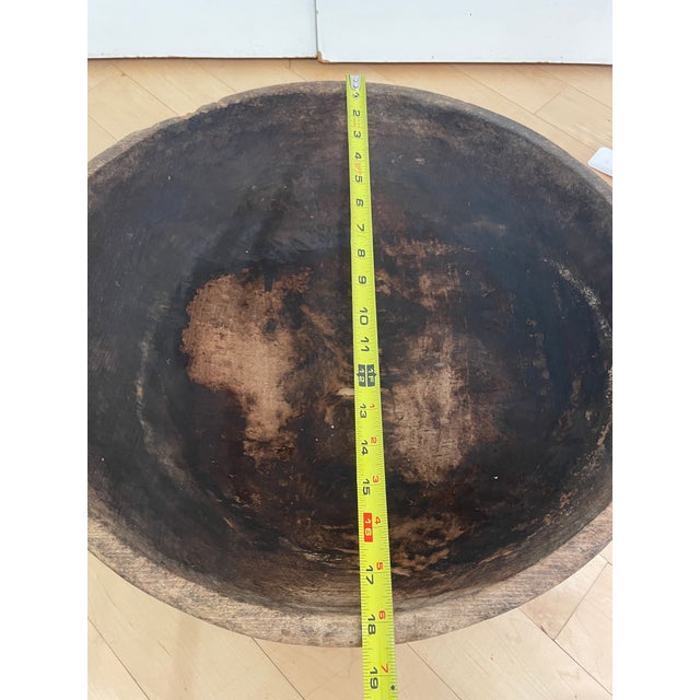 Late 19th Century Primitive Antique Large Wooden Handcarved Bread Milk Dough Bowl For Sale - Image 5 of 12