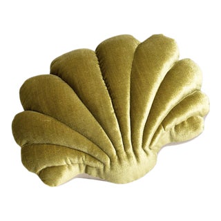 Small Shell Pillow - Chartreuse Velvet For Sale