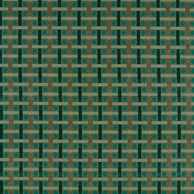 Zoffany Diamond Check Fabric in Poison - a Sample For Sale