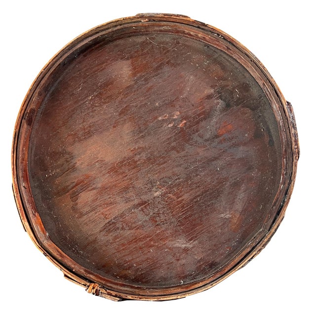 Brass Antique Southeast Asian Lacquered Woven Wedding or Rice Basket With Brass Lock For Sale - Image 8 of 10