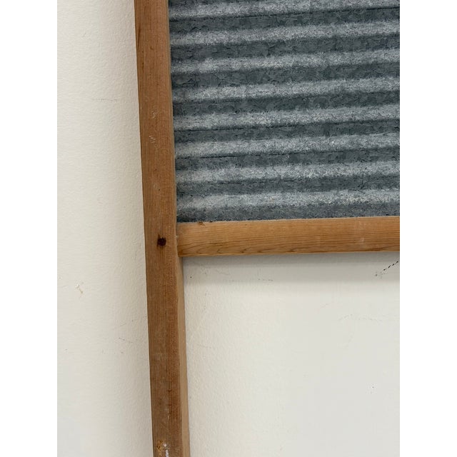 Vintage MorValu Columbus Washboard Co. Galvanized Metal & Wood Washboard For Sale - Image 12 of 18