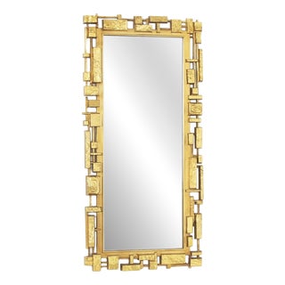 Mid-Century Brutalist Gold Leaf Gilt Mirror from Syrocco, New York, 1970 For Sale