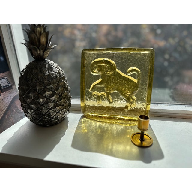 Mid-Century Modern Mid-Century Polish Glass Zodiac Block Capricorn, 1954 For Sale - Image 3 of 11