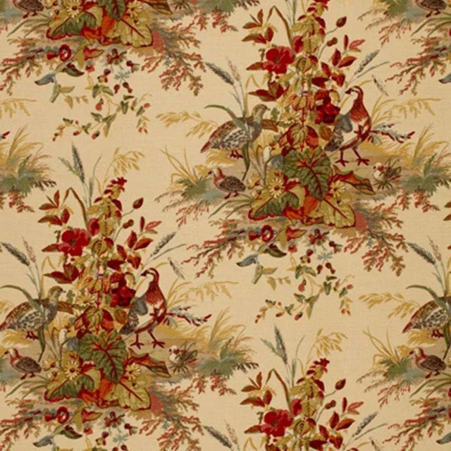 Sample- Schumacher Quail Meadow Fabric in Autumn For Sale