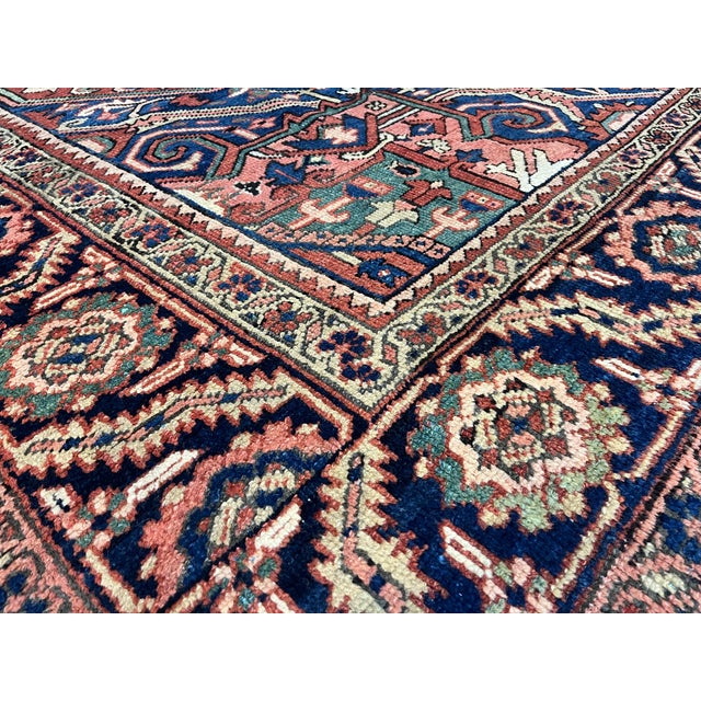 Textile Fine Antique Persian Heriz Wool Rug 9’7” X 11’3” For Sale - Image 7 of 7
