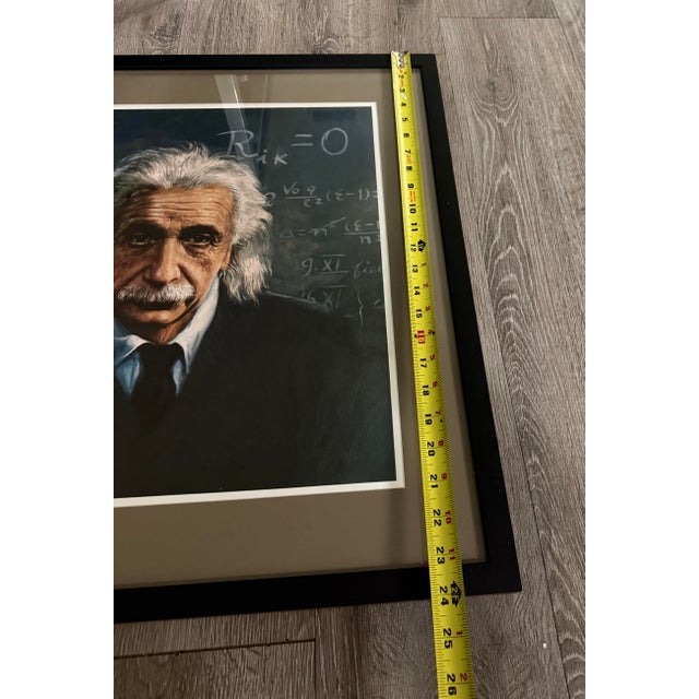 Rare Ho-Ewn-Chang Signed Albert Einstein Print Glass Framed 1986 For Sale In Atlanta - Image 6 of 7