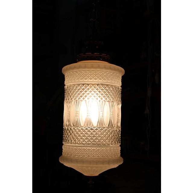 Metal Lantern in Engraved Crystal and Brass, Italy, 1950s For Sale - Image 7 of 18