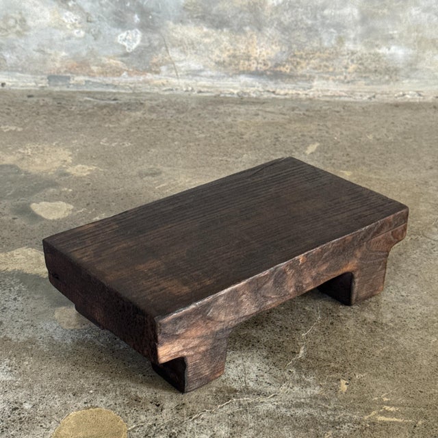 Small Wabi-Sabi Occasional Stool in Black Teak For Sale - Image 6 of 11