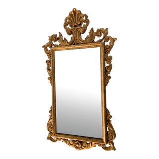 Antique 1890s Ornate Carved Giltwood Mirror For Sale