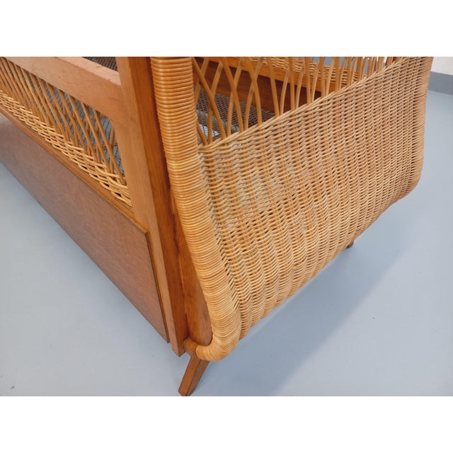 Vintage Baby Cot in Oak and Rattan, 1960s-1970s For Sale - Image 15 of 17
