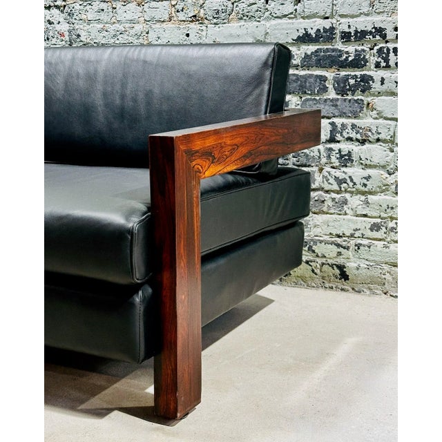 Brazilian Rosewood Sofa Black Leather, 1960 For Sale In Chicago - Image 6 of 12