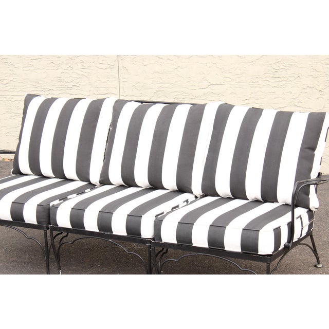 Vintage Wrought Iron Three-Piece Outdoor Garden Sofa For Sale - Image 9 of 11