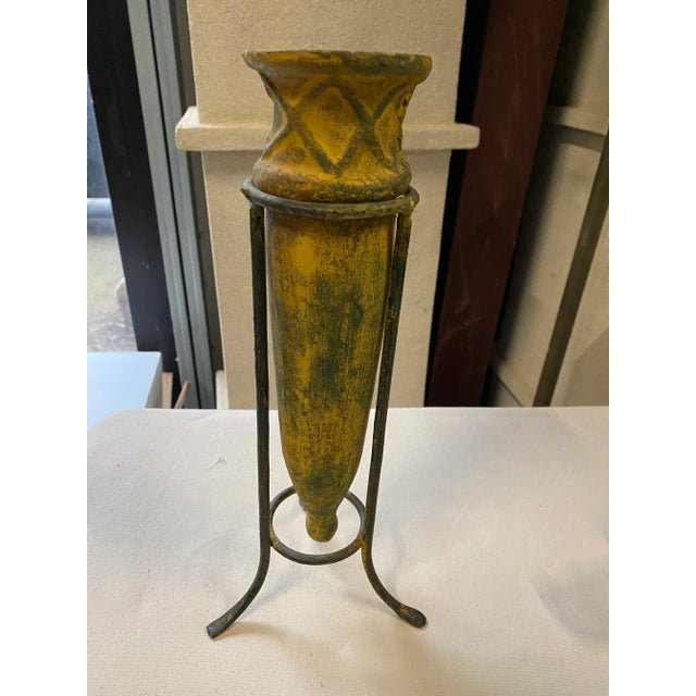 1970s Mid Century Yellow Pottery on Stand For Sale In Atlanta - Image 6 of 6