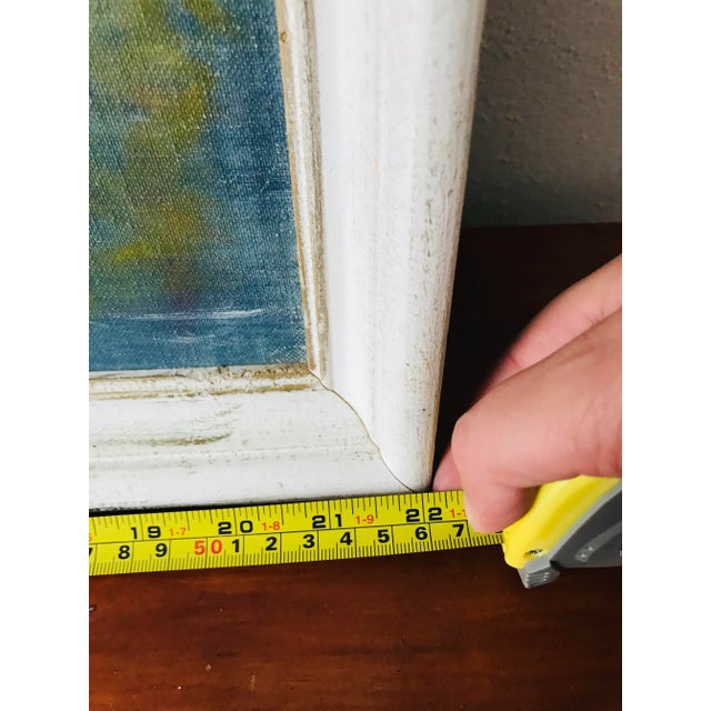 1970s Vintage Cottage-Core Cabin on a Lake Oil Painting - Framed For Sale - Image 5 of 9