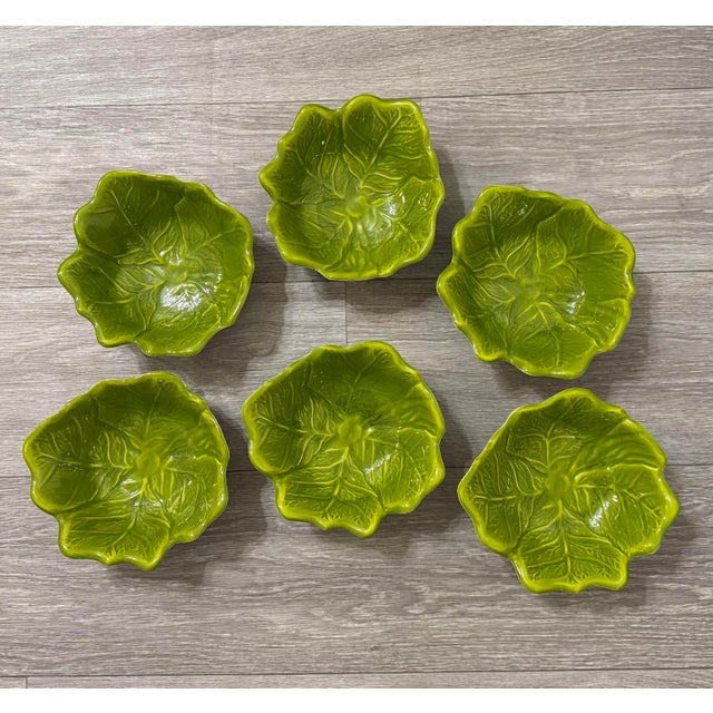 1960s 1960s Mid-Century Modern Sequoia Ware Cabbage Leaf Bowls – Set of 6 For Sale - Image 5 of 7
