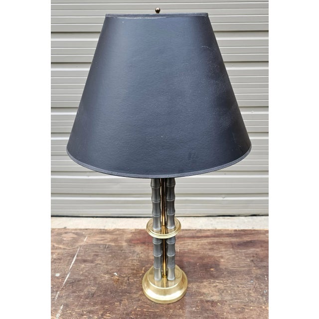 Vintage MutualSunset Lamp Mfg. Comp. Faux Gun Metal & Brass Table Lamp Chairish