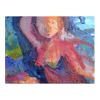 Expressionist Figurative Nude Under the Tree in Oil on Board by Kristin Cohen Bucci For Sale