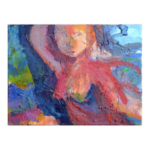 Expressionist Figurative Nude Under the Tree in Oil on Board by Kristin Cohen Bucci