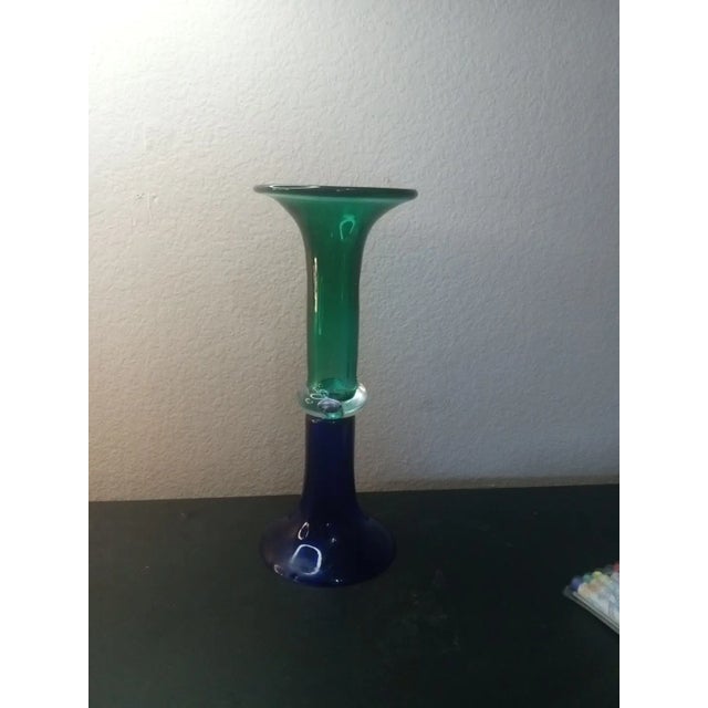 Glass 1980s Rogaska Green/Blue Art Glass Reversible Vase, Made in Yoguslavia For Sale - Image 7 of 8